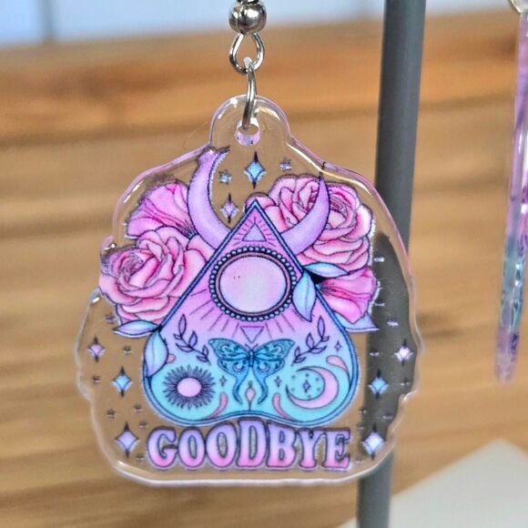​Spooky Cute Pastel Goth Ouija Planchette Earrings - Picture 3 of 5